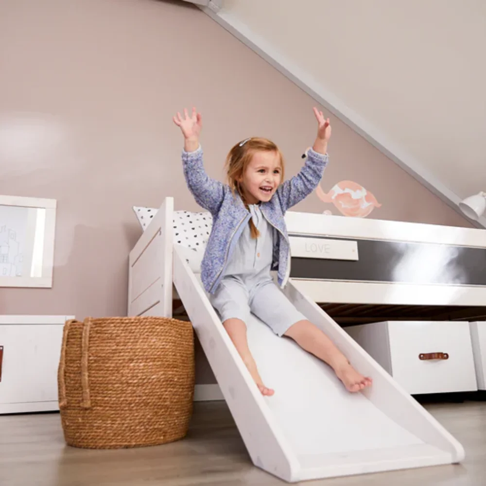 Kajuitbed climb & slide / luxe lattenbodem Wit