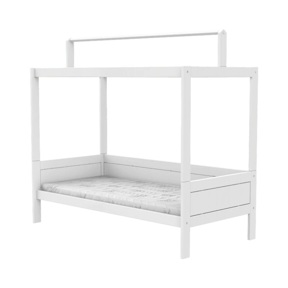 Basisbed + dakframe voor stofdak / luxe bodem Wit