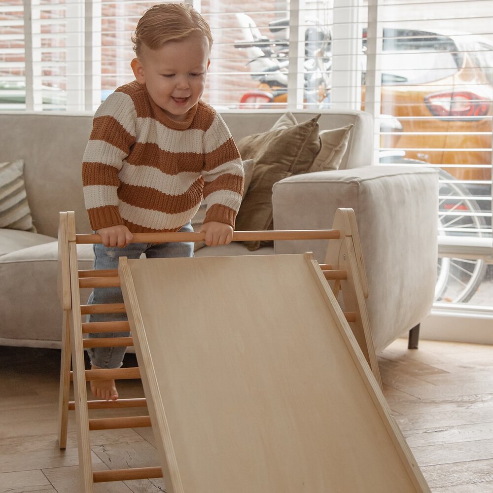 Houten Klimrek met Glijbaan