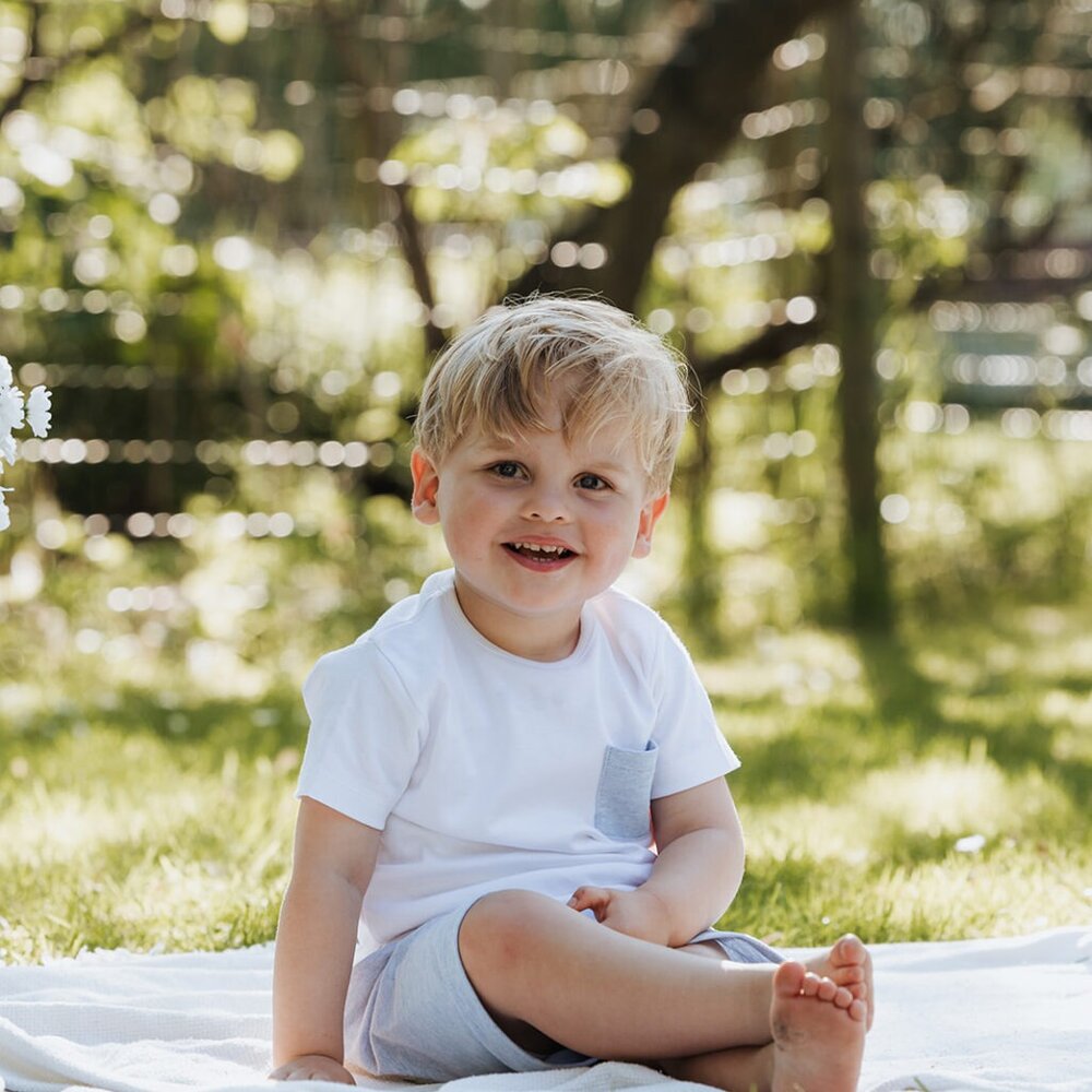 Pyjama César T-shirt + zakje + short italian fleec Blauw