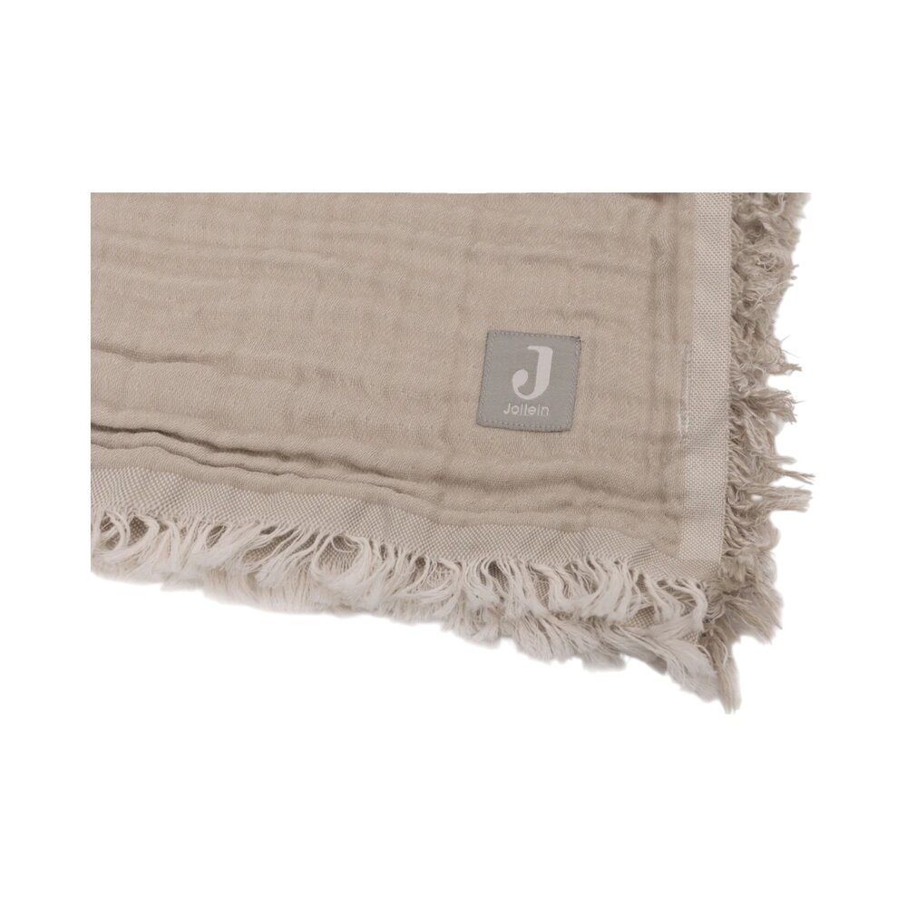 Deken Wieg 75x100cm Fringe Olive Green/Ivory GOTS
