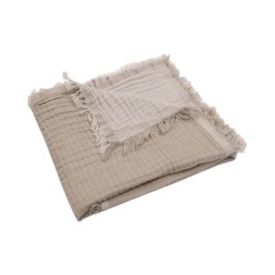 Deken Wieg 75x100cm Fringe Olive Green/Ivory GOTS