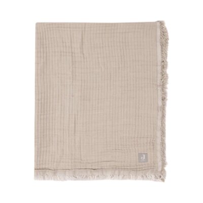 Deken Wieg 75x100cm Fringe Olive Green/Ivory GOTS