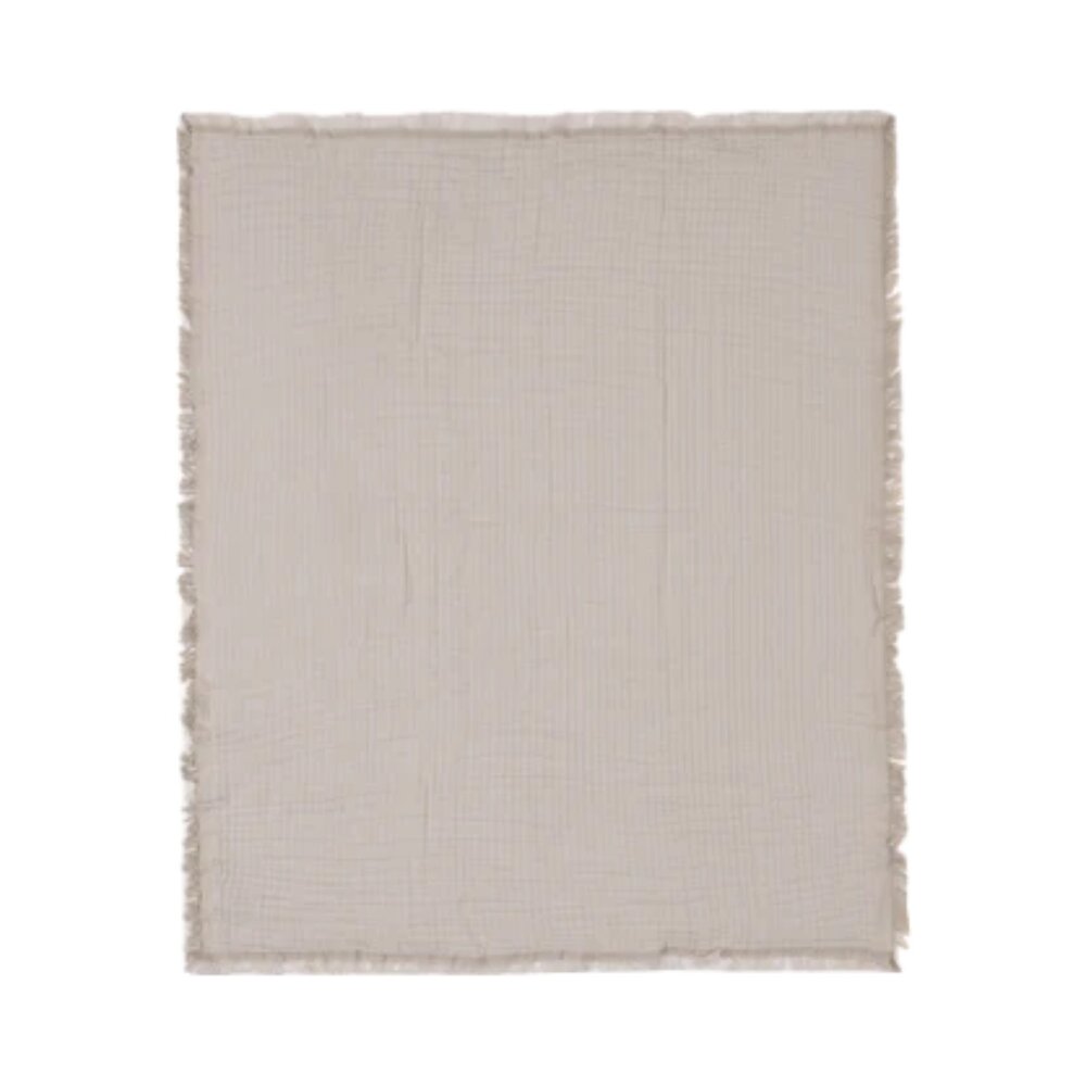 Deken Wieg 75x100cm Fringe Olive Green/Ivory GOTS