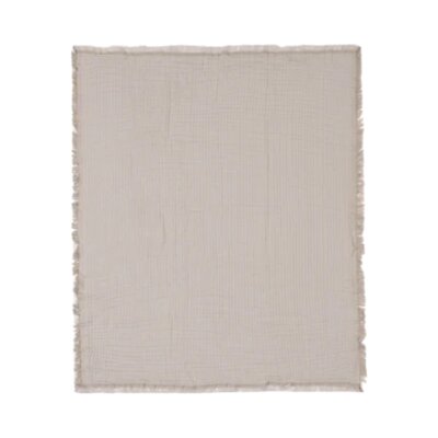 Deken Wieg 75x100cm Fringe Olive Green/Ivory GOTS