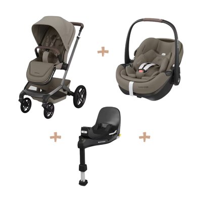 Fame Bundel: kinderwagen + reiswieg + Pebble 360 Pro² + FamilyFix 360 Pro base twillic truffle