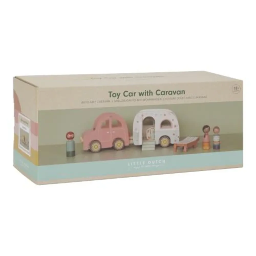 Houten speelgoed auto met caravan FSC