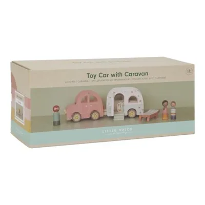Houten speelgoed auto met caravan FSC