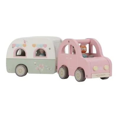 Houten speelgoed auto met caravan FSC