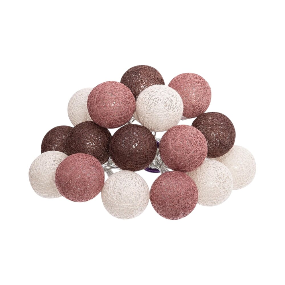 LED Feestverlichting Land balletjes  - Lichtslingers katoen aubergine / donkerroze