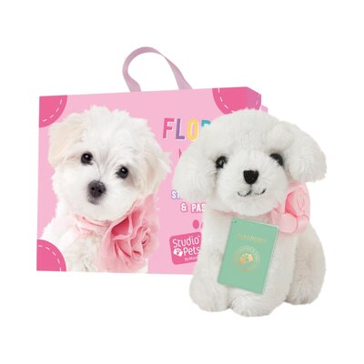 Mini knuffel Puppy Maltezer Flora (met eigen pasport en stickerboekje)