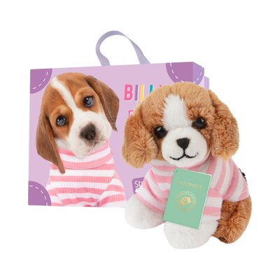 Mini knuffel Puppy Beagle Billie (met eigen pasport en stickerboekje)