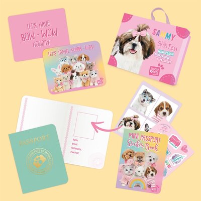 Mini knuffel Puppy Shih Tzu Sammy (met eigen pasport en stickerboekje)