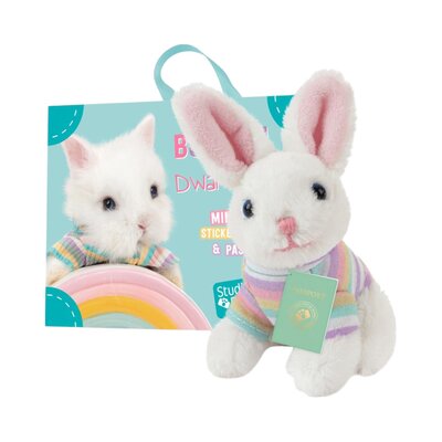 Mini knuffel Konijn Bunny BunBun (met eigen pasport en stickerboekje)