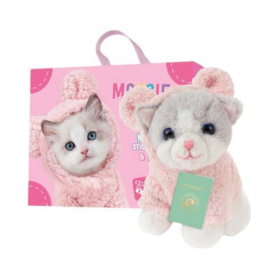 Mini knuffel Kitten Ragdoll Mousie (met eigen pasport en stickerboekje)