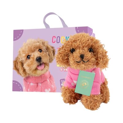 Mini knuffel Puppy Poodle Cookie (met eigen pasport en stickerboekje)