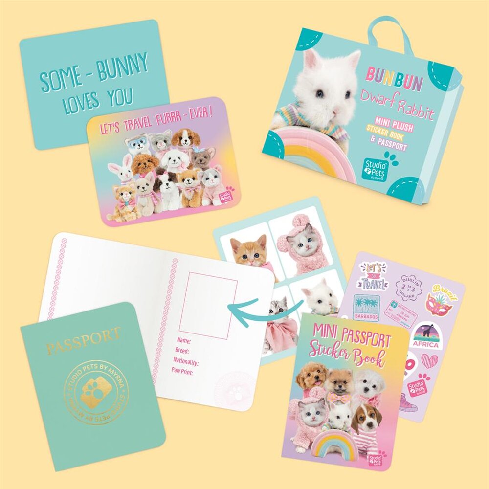Mini Konijn Bunny BunBun (incl. paspoort en stickerboekje)
