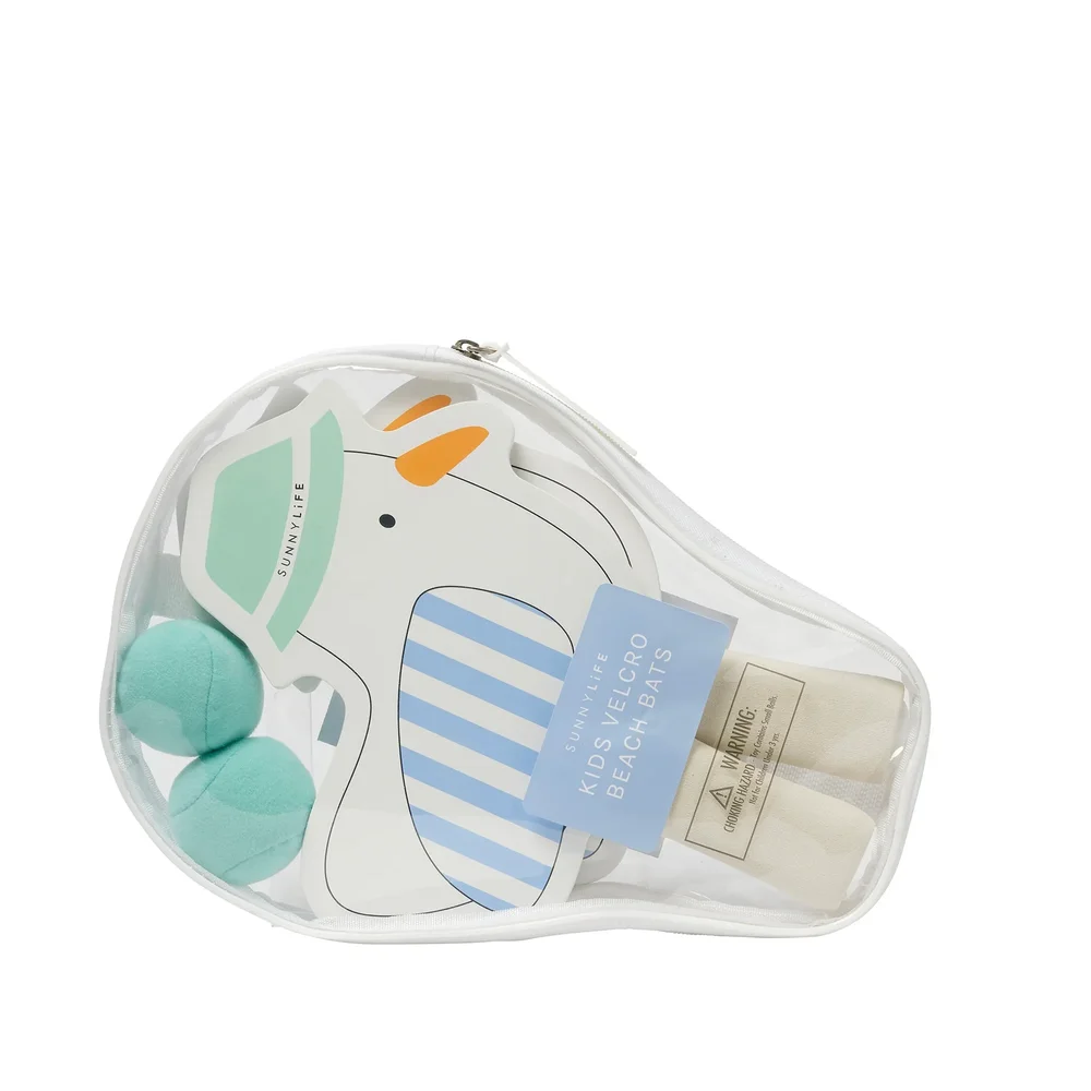 Kinderstrandbatjes met klittenband Sid the Seagull Blue Stripe 
