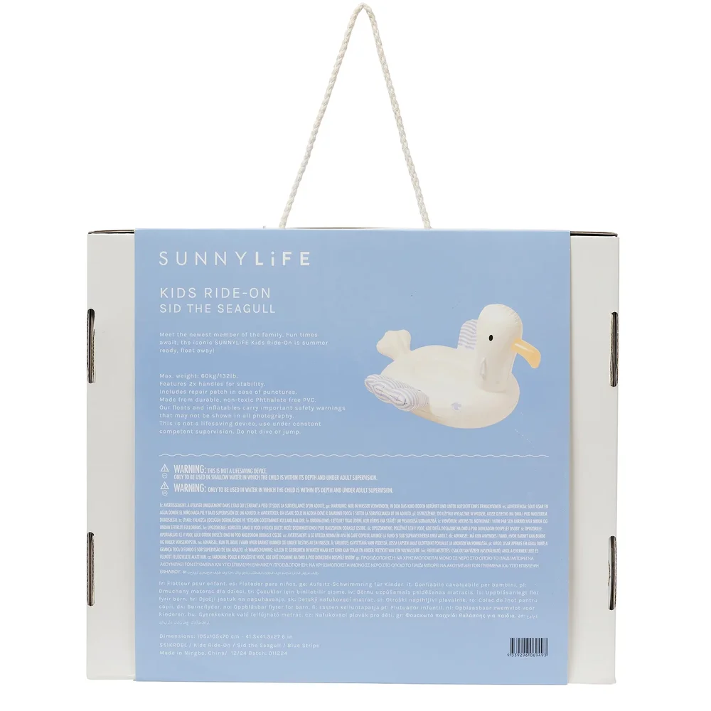 Oplaasbaar zwemvlot eend Sid the Seagull Blue Stripe 