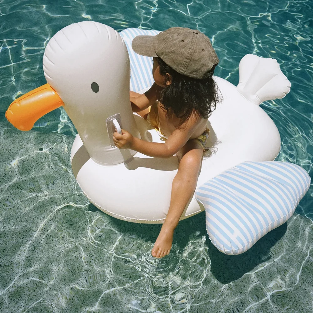 Oplaasbaar zwemvlot eend Sid the Seagull Blue Stripe 
