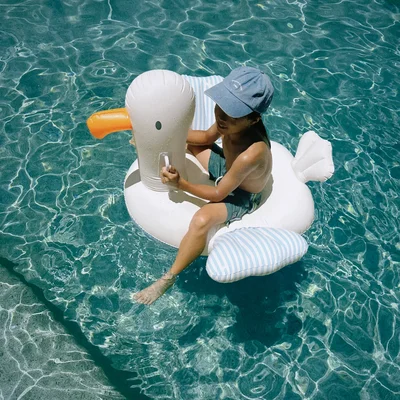 Oplaasbaar zwemvlot eend Sid the Seagull Blue Stripe 