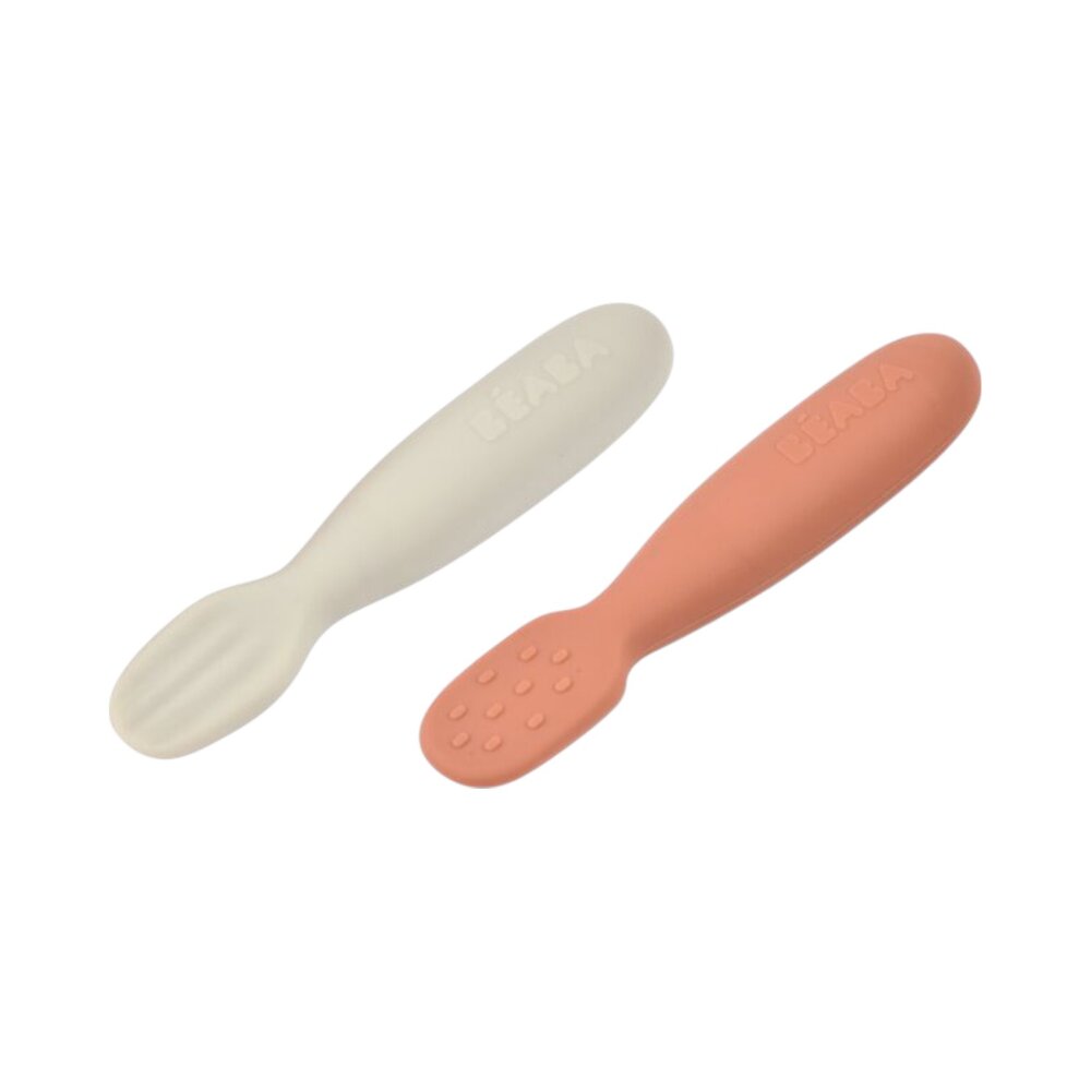 Set van 2 siliconen oefenlepels terracotta/velvet grey
