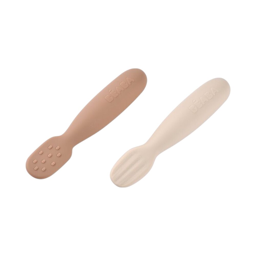 Set van 2 siliconen oefenlepels Clay/Praline?