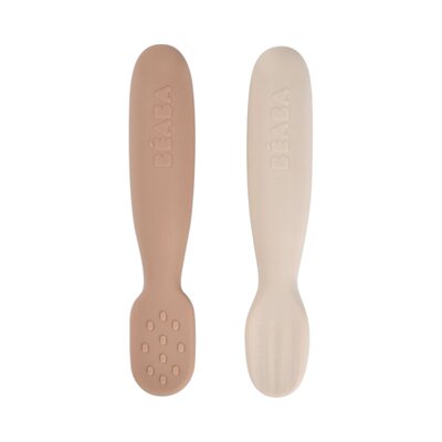 Set van 2 siliconen oefenlepels Clay/Praline?