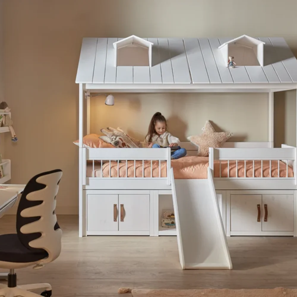 Kajuitbed beach house met trap/rolbodem Wit