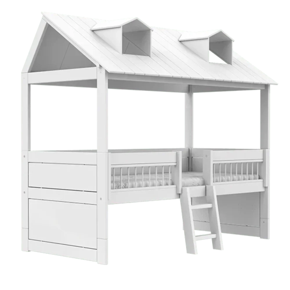 Kajuitbed beach house met trap/rolbodem Wit