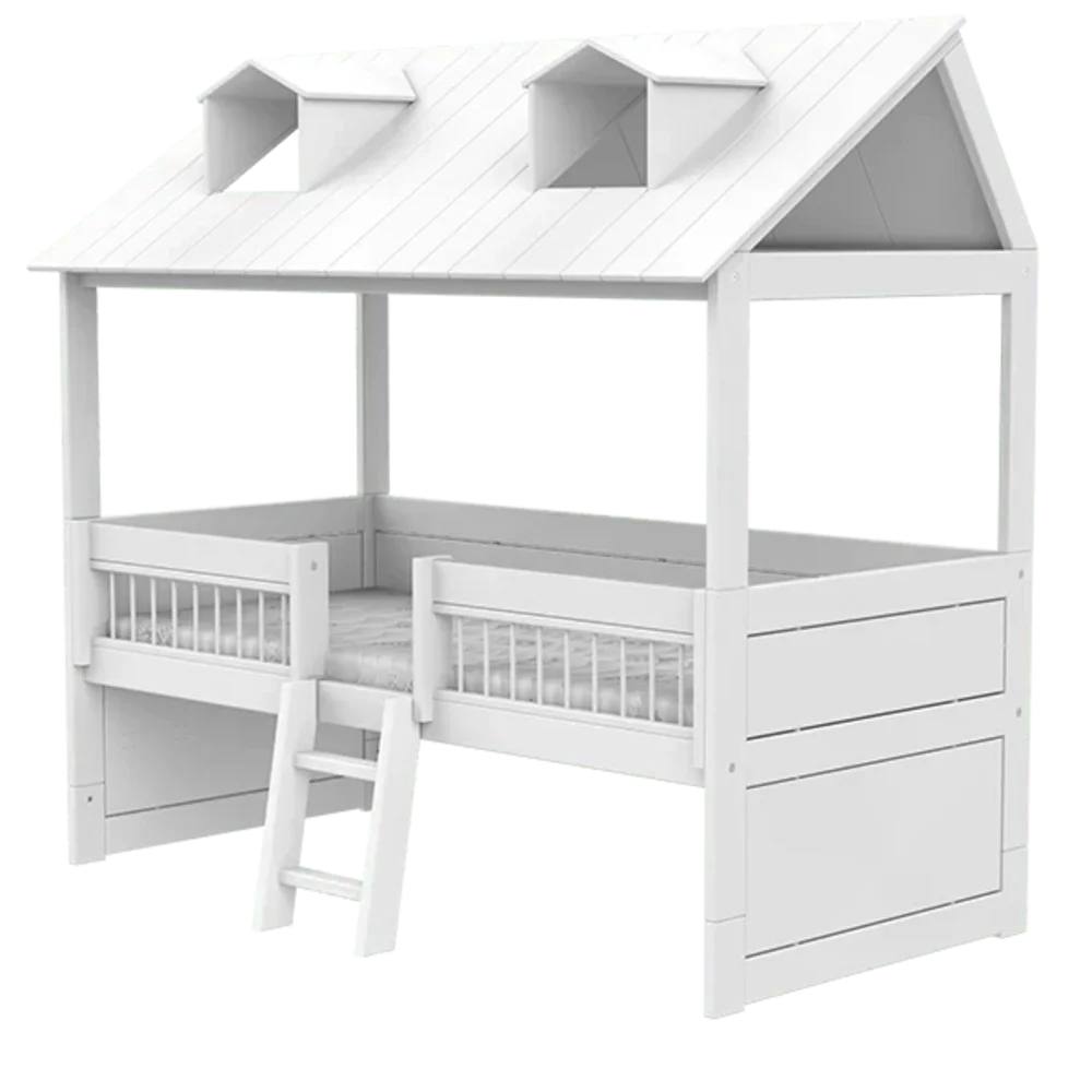Kajuitbed beach house met trap/rolbodem Wit