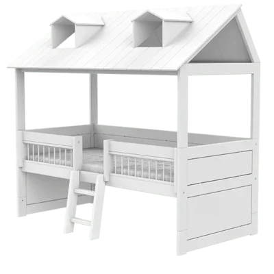 Kajuitbed beach house met trap/rolbodem Wit