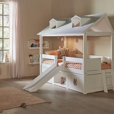 Kajuitbed beach house met trap/rolbodem Wit