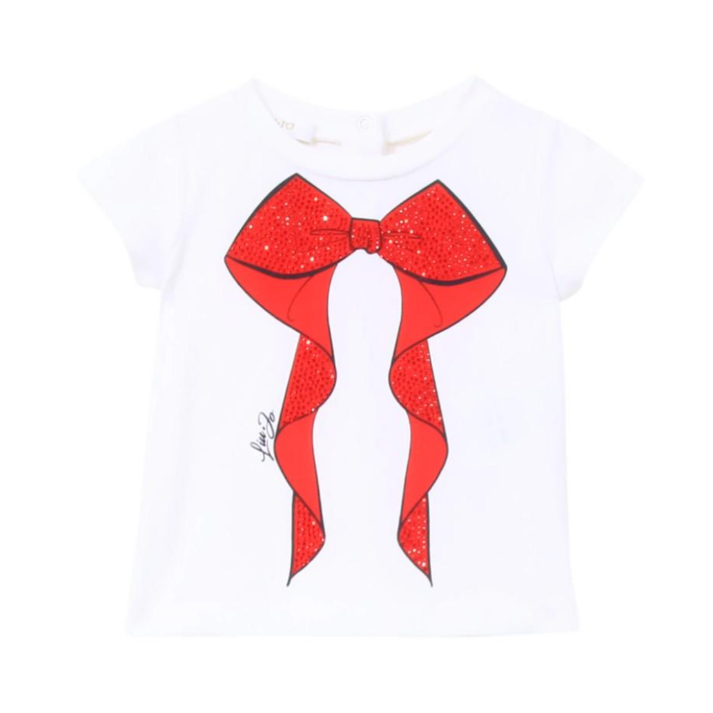 T-shirt wit met rode strik Wit
