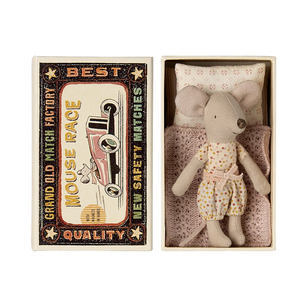 Little sister mouse in matchbox
