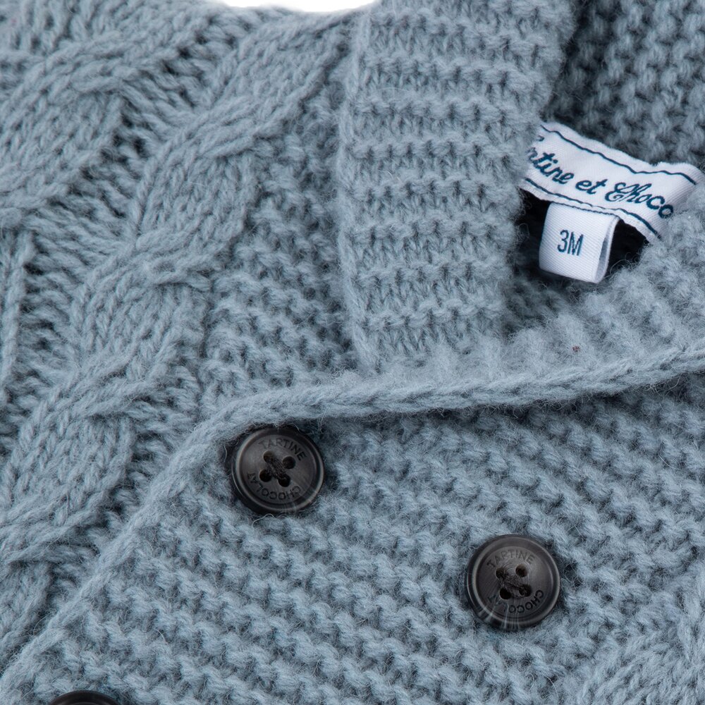 Vest tricot met dubbel knopen Bleu nuage