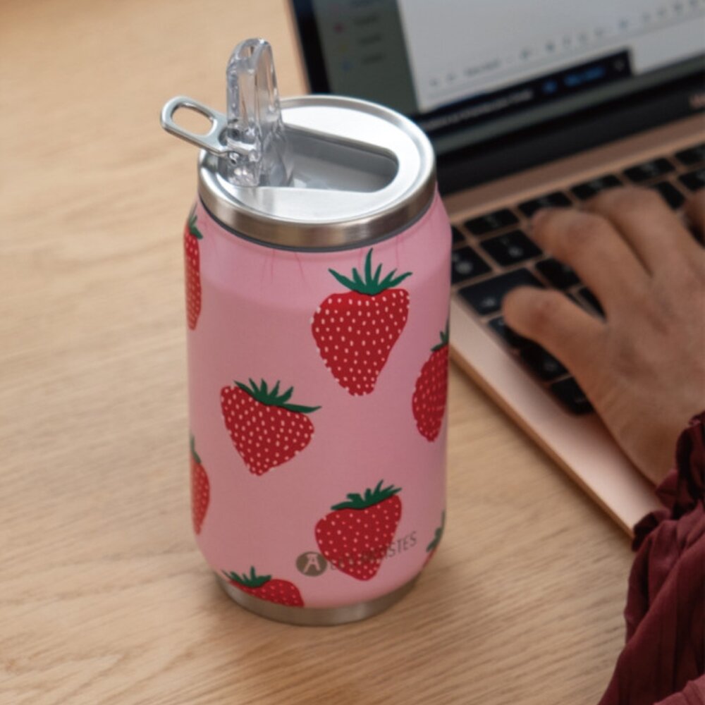Thermosbeker / drinkfles blik 280ml Strawberry