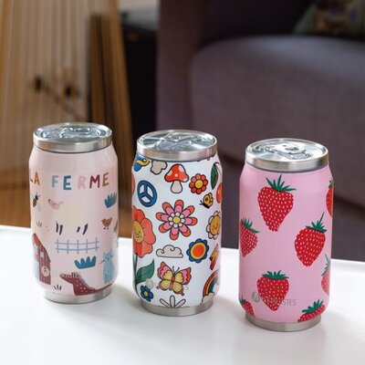 Thermosbeker / drinkfles blik 280ml Strawberry