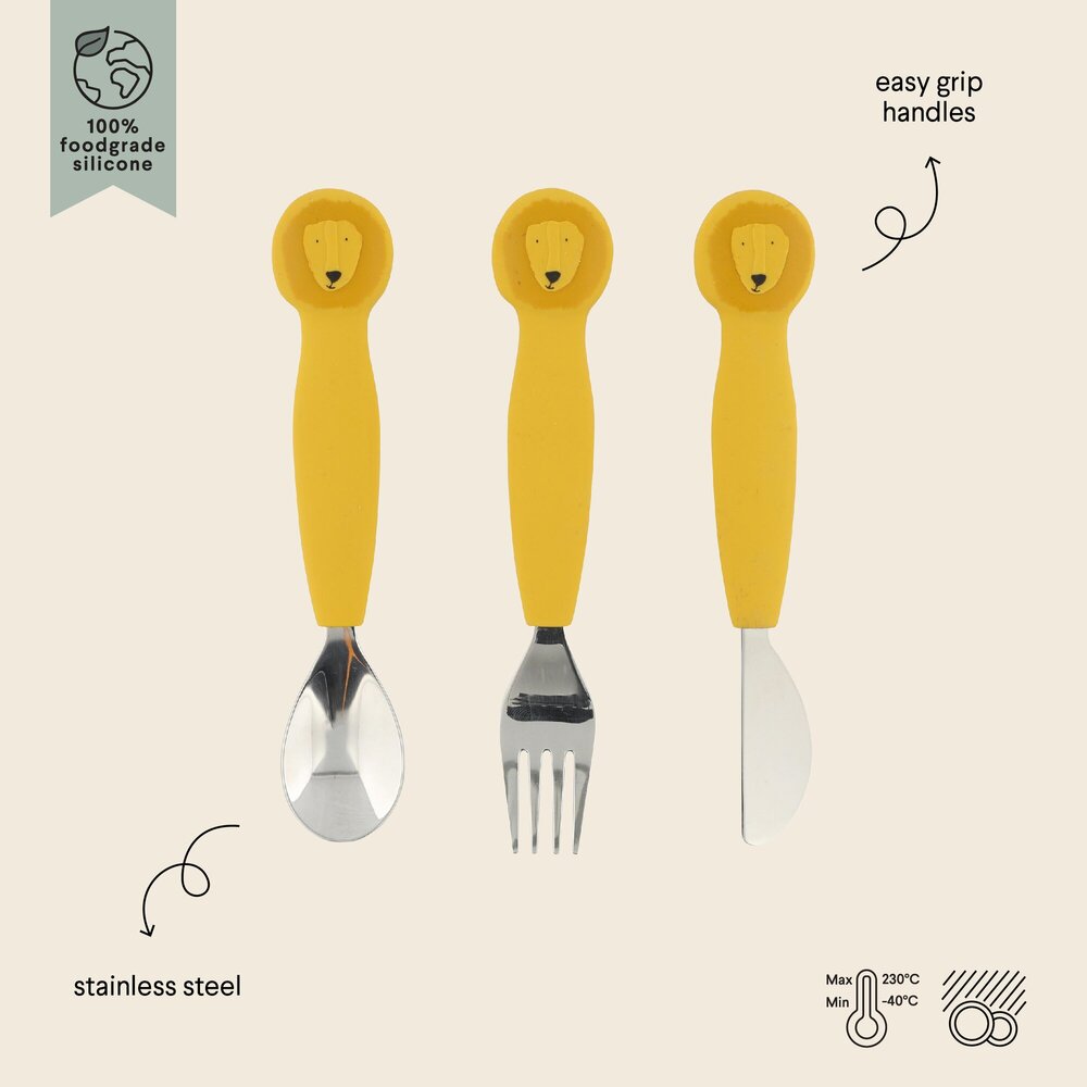 Eetset - Metaal / Silicone Mr. Lion