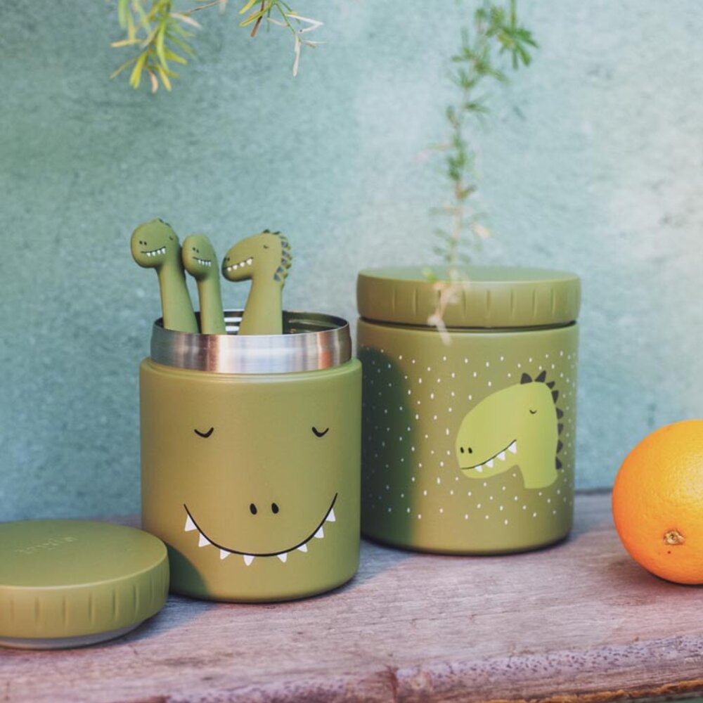 Eetset - Metaal / Silicone Mr. Dino