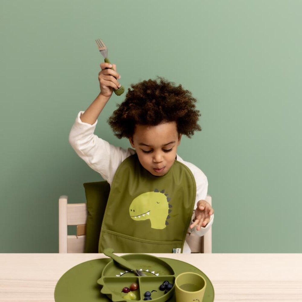 Eetset - Metaal / Silicone Mr. Dino