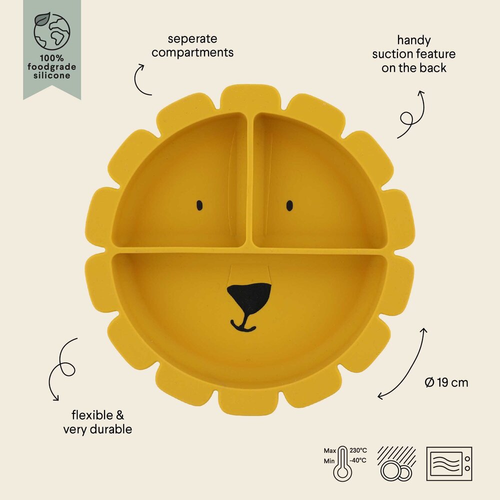 Bord met vakjes en zuignap - Silicone Mr. lion Bord met vakjes en zuignap - Silicone Mr. lion