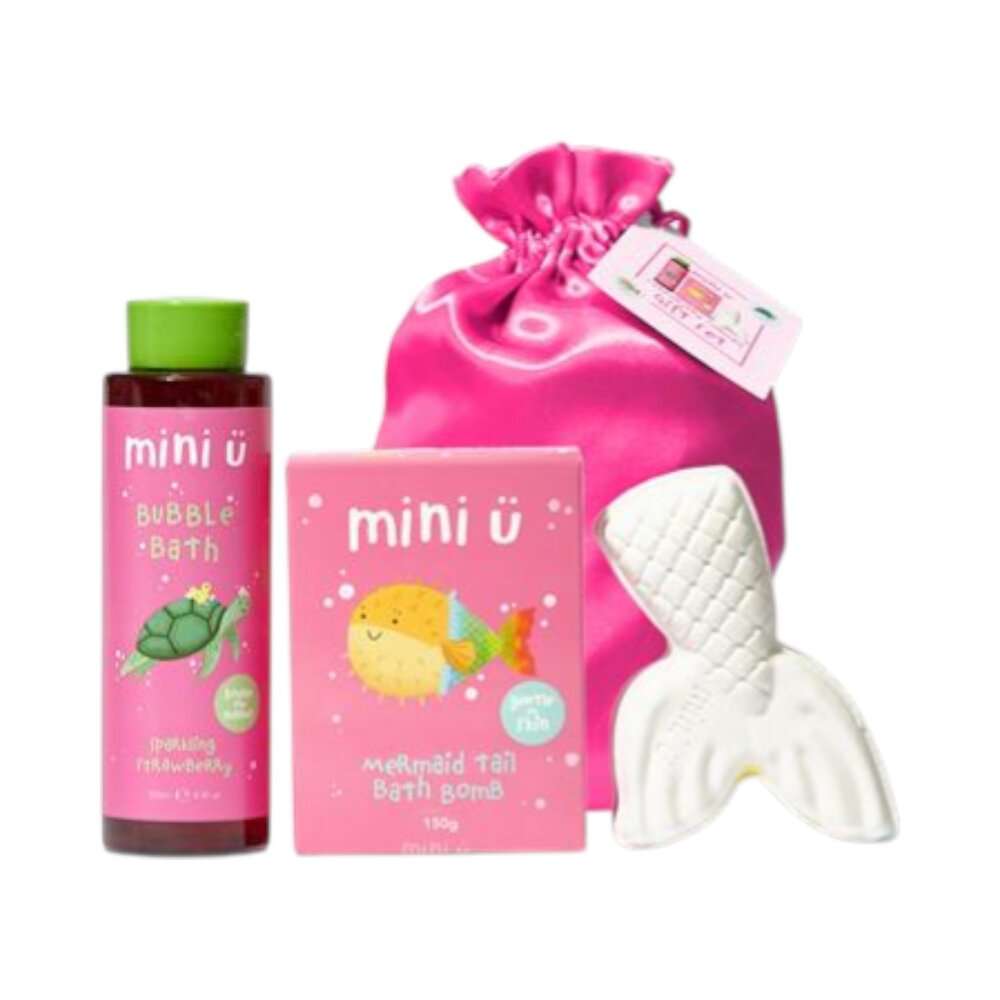 Kado set bad Aardbeien/Zeemeermin (1x badbruisbal Zeemeermin en 1x badschuim Aardbeien)