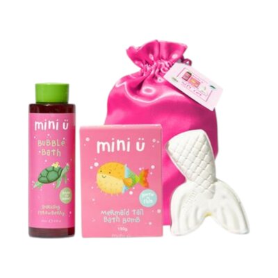 Kado set bad Aardbeien/Zeemeermin (1x badbruisbal Zeemeermin en 1x badschuim Aardbeien)