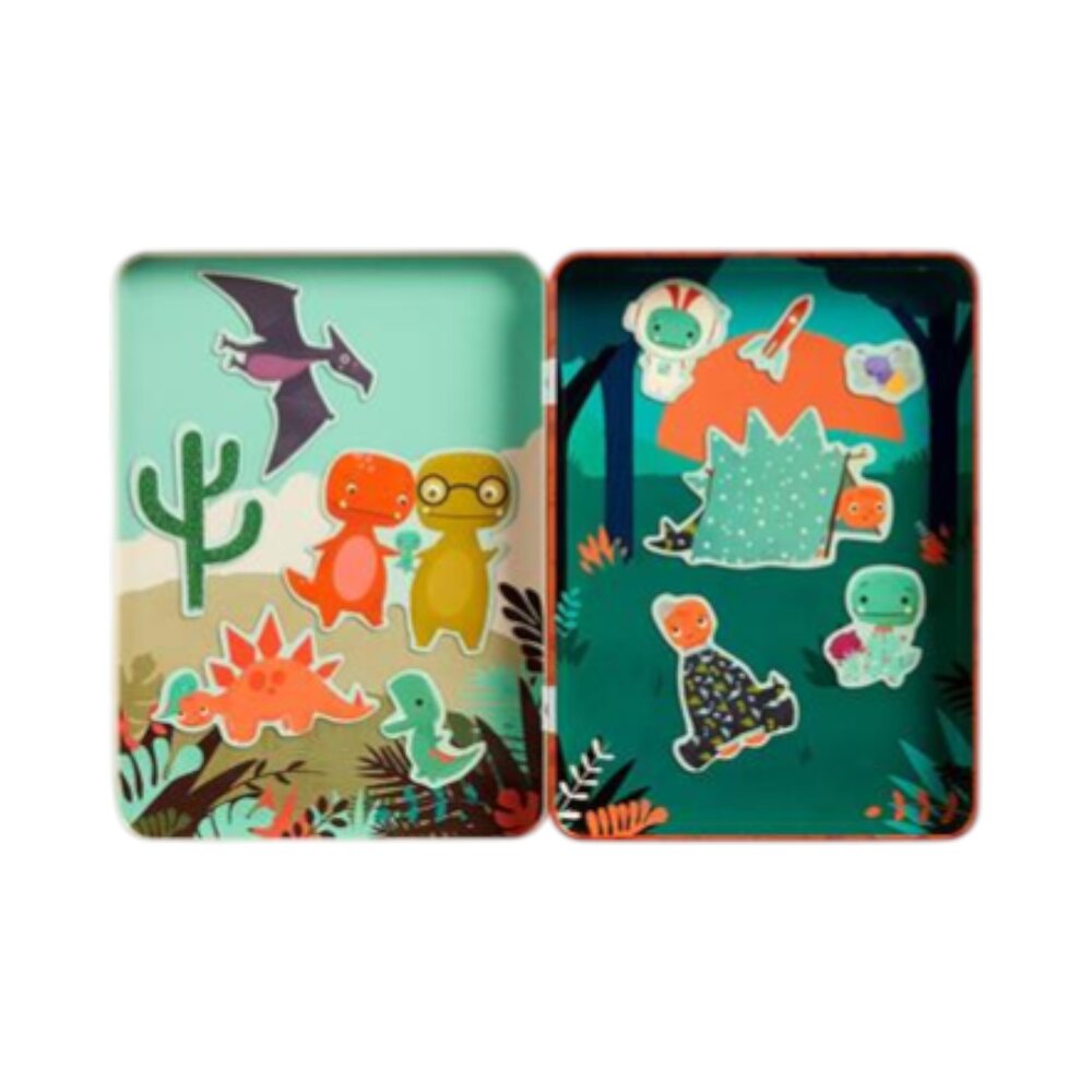 Magnetis Speelset kleine T-Rex, met 40 magneten, 2 decors en 2 figuren