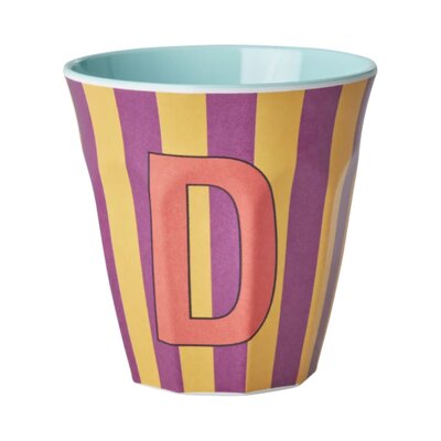 Melamine Letter beker D - Stripes - Medium - 250 m Pinkish