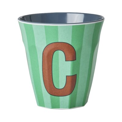Melamine Letter beker C - Stripes - Medium - 250 m Bluish