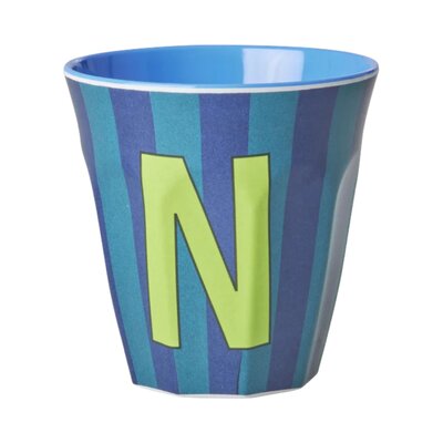 Melamine Letter beker N - Stripes - Medium - 250 m Bluish