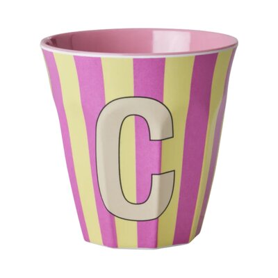 Melamine Letter beker C - Stripes - Medium - 250 m Pinkish