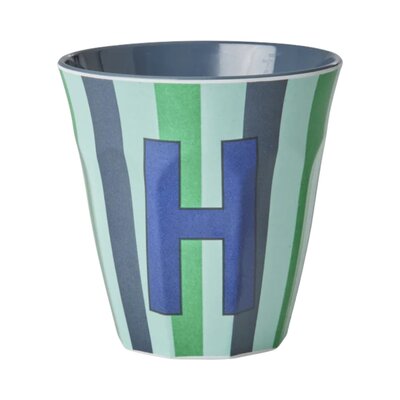 Melamine Letter beker H - Stripes - Medium - 250 m Bluish